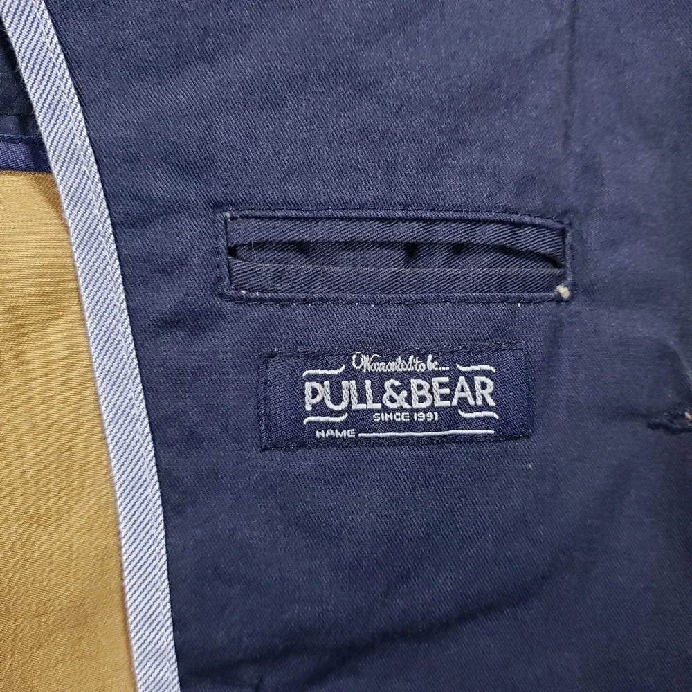 Pull&Bear Men's Blue Unstructured Blazer Jacket Large L EUR 2-Button Sport Coat‎